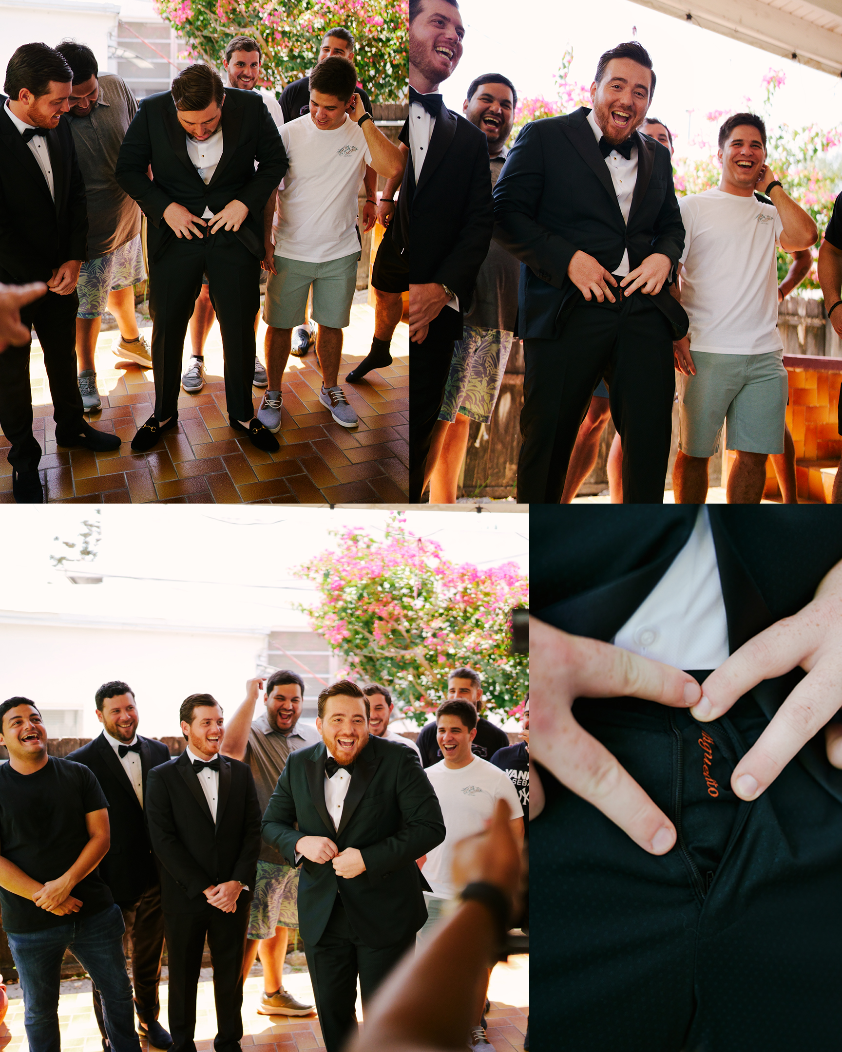 Groom having fun with his groomsmen